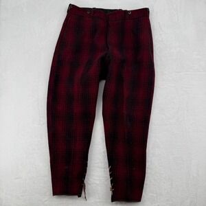 VTG 50s Duxbak Utica Sportswear Red Black Plaid Wool Riding Pants Rare Sz 34